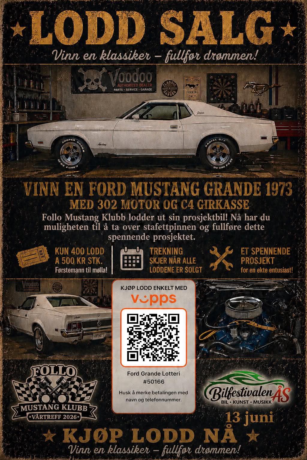 Artikkelbilde til artikkelen 1973 Mustang Grande - denne kan du vinne!